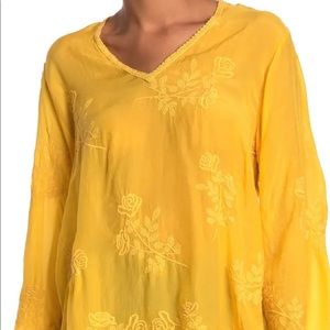 Johnny Was Blouse Mandi Tunic in Peaceful Sunset Yellow Size Small $260 NWT!!